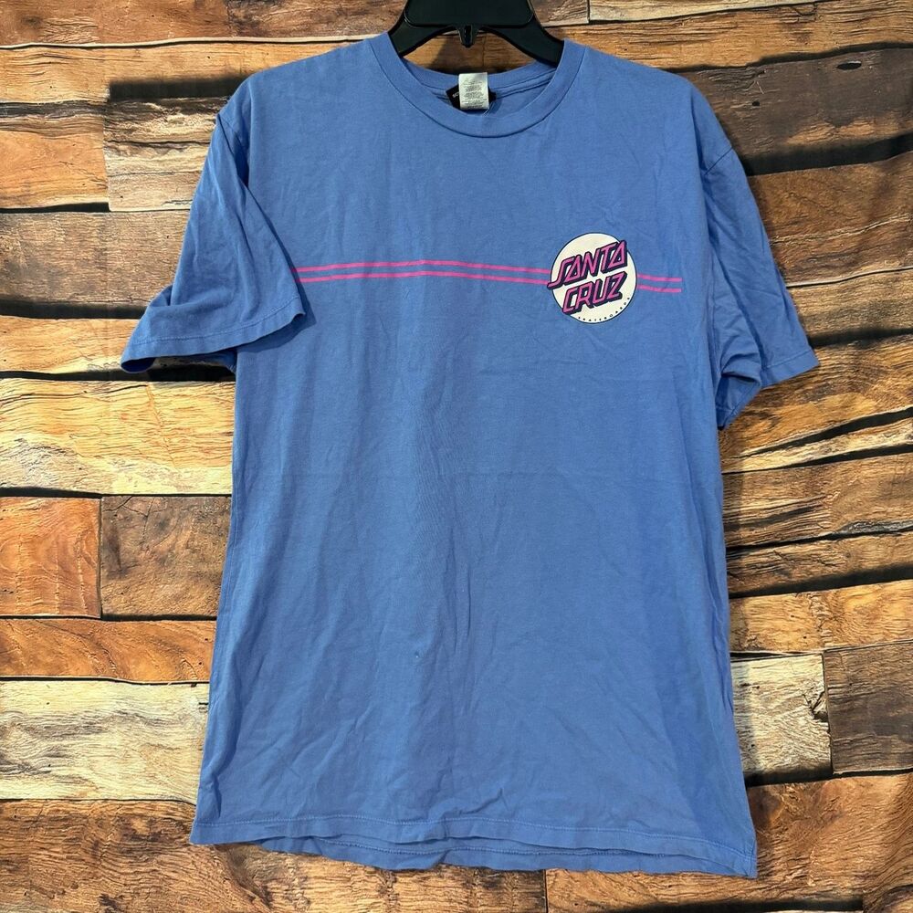 Santa Cruz T-Shirt Men's Blue Large Skateboards Graphic Cotton Tee
